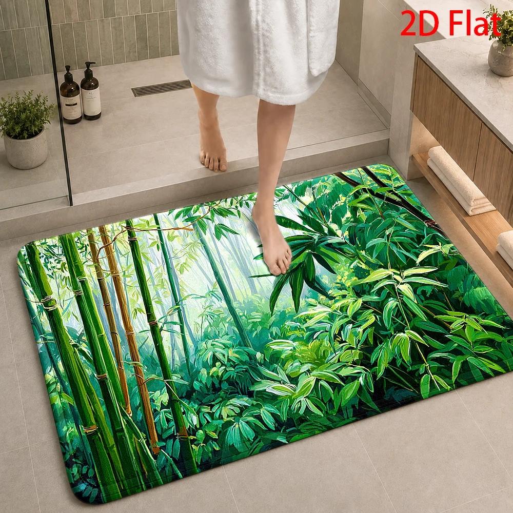 Bamboo Bath Mat - Wodoodporna mata łazienkowa z motywem tropikalnej